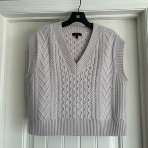 Quince 100% Merino Wool Cable Sweater Vest in Silver Birch